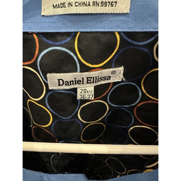 Daniel Ellissa Black‎ Blue Circles French Cuff 20 1/2 36-37 - Picture 2 of 5